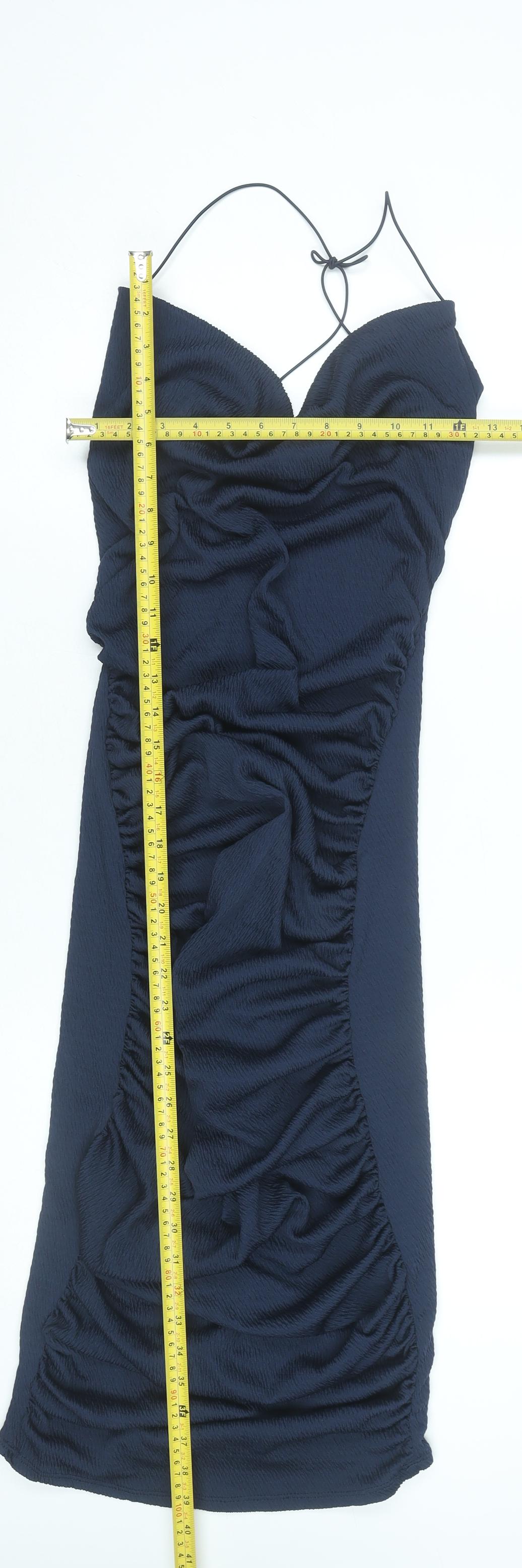 PrettyLittleThing Women’s Blue Ruched Bodycon Dress Size 6