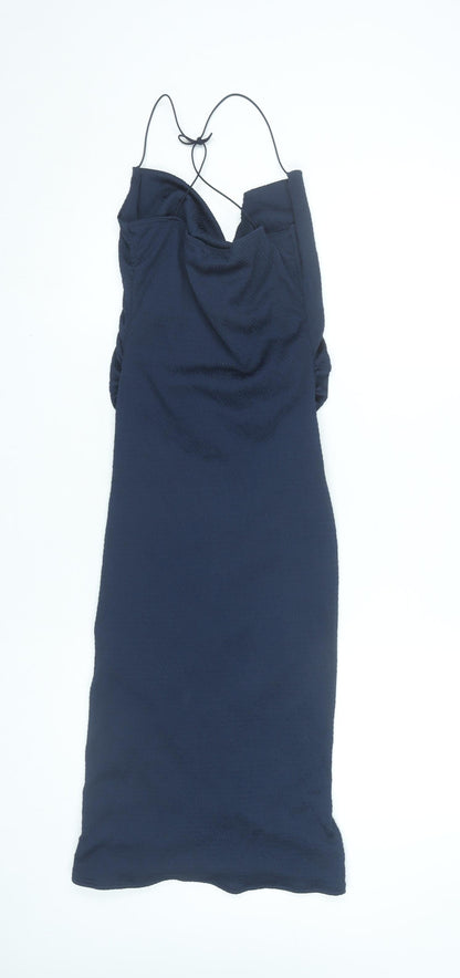 PrettyLittleThing Women’s Blue Ruched Bodycon Dress Size 6