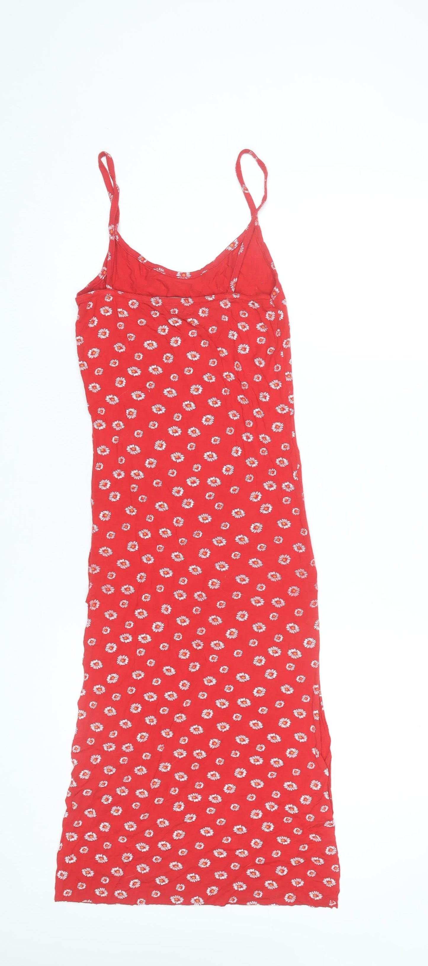 PrettyLittleThing Women’s Red Floral Slip Midi Dress Size 8