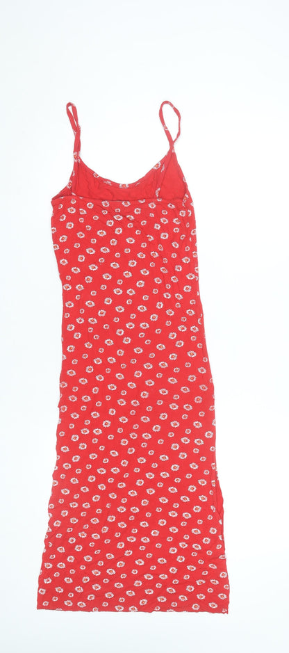 PrettyLittleThing Women’s Red Floral Slip Midi Dress Size 8