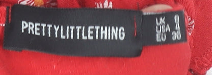 PrettyLittleThing Women’s Red Floral Slip Midi Dress Size 8