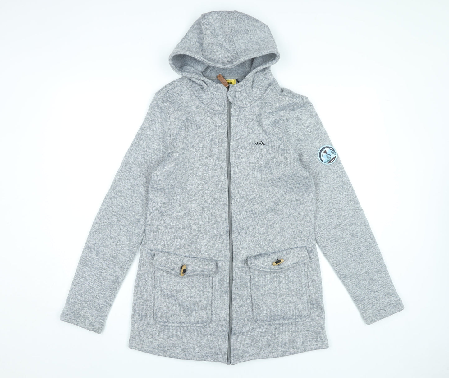 Möberg Womens Grey Mid-Length Hooded Zip Jacket Size M