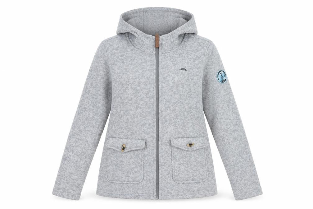 Möberg Womens Grey Mid-Length Hooded Zip Jacket Size M