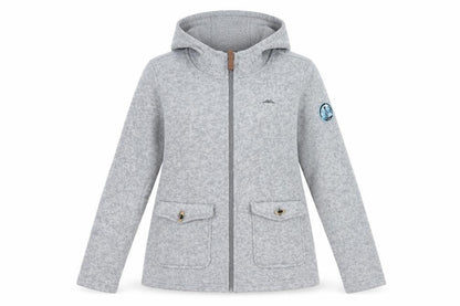Möberg Womens Grey Mid-Length Hooded Zip Jacket Size M
