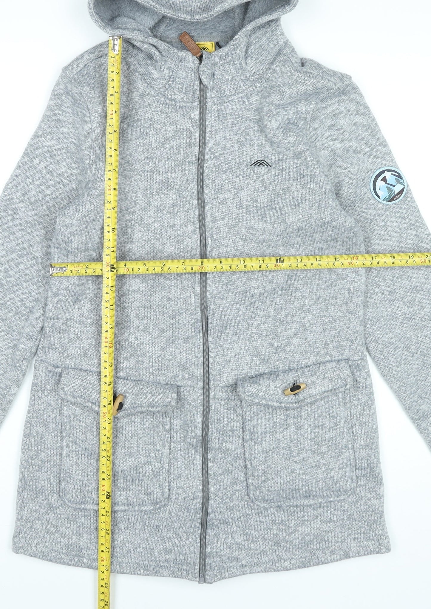 Möberg Womens Grey Mid-Length Hooded Zip Jacket Size M