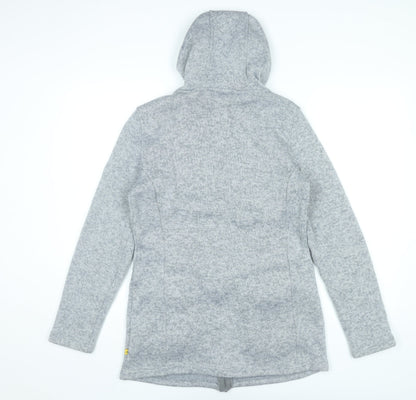 Möberg Womens Grey Mid-Length Hooded Zip Jacket Size M