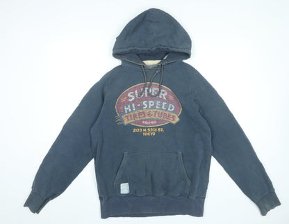 Superdry Men’s Blue Pullover Hoodie M Graphic Print Fleece
