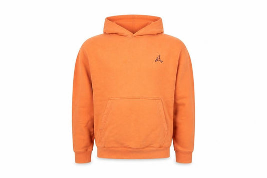 Front view of Jordan Men's Orange Pullover Hoodie, size S, Fleece Logo Sportswear