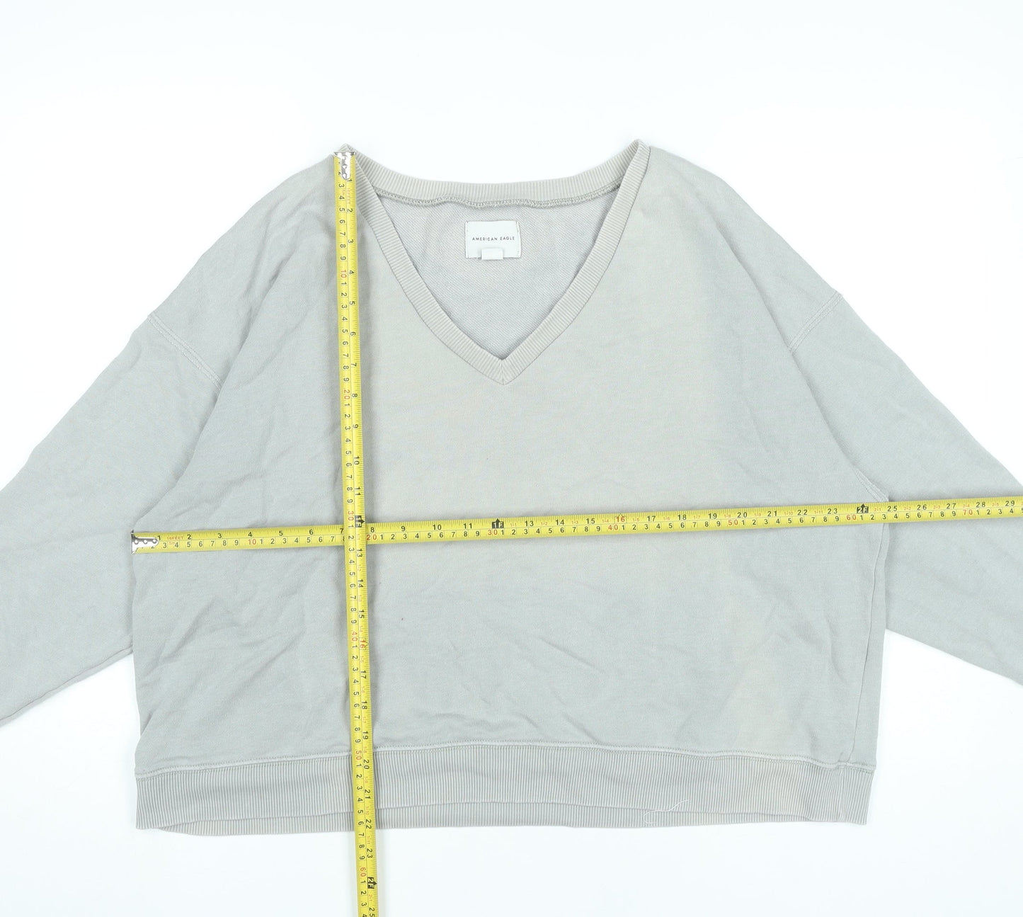 American Eagle Women’s Grey V-Neck Pullover Sweatshirt XXS