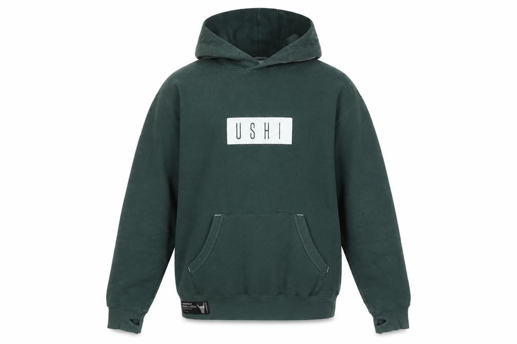 Mens UK Size M USHI Green Pullover Hoodie