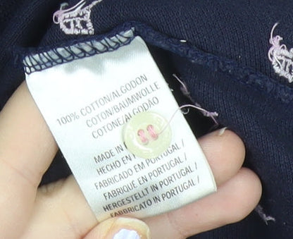 Duffer London Men's Blue Cotton Polo Shirt L Short Sleeve Logo Print