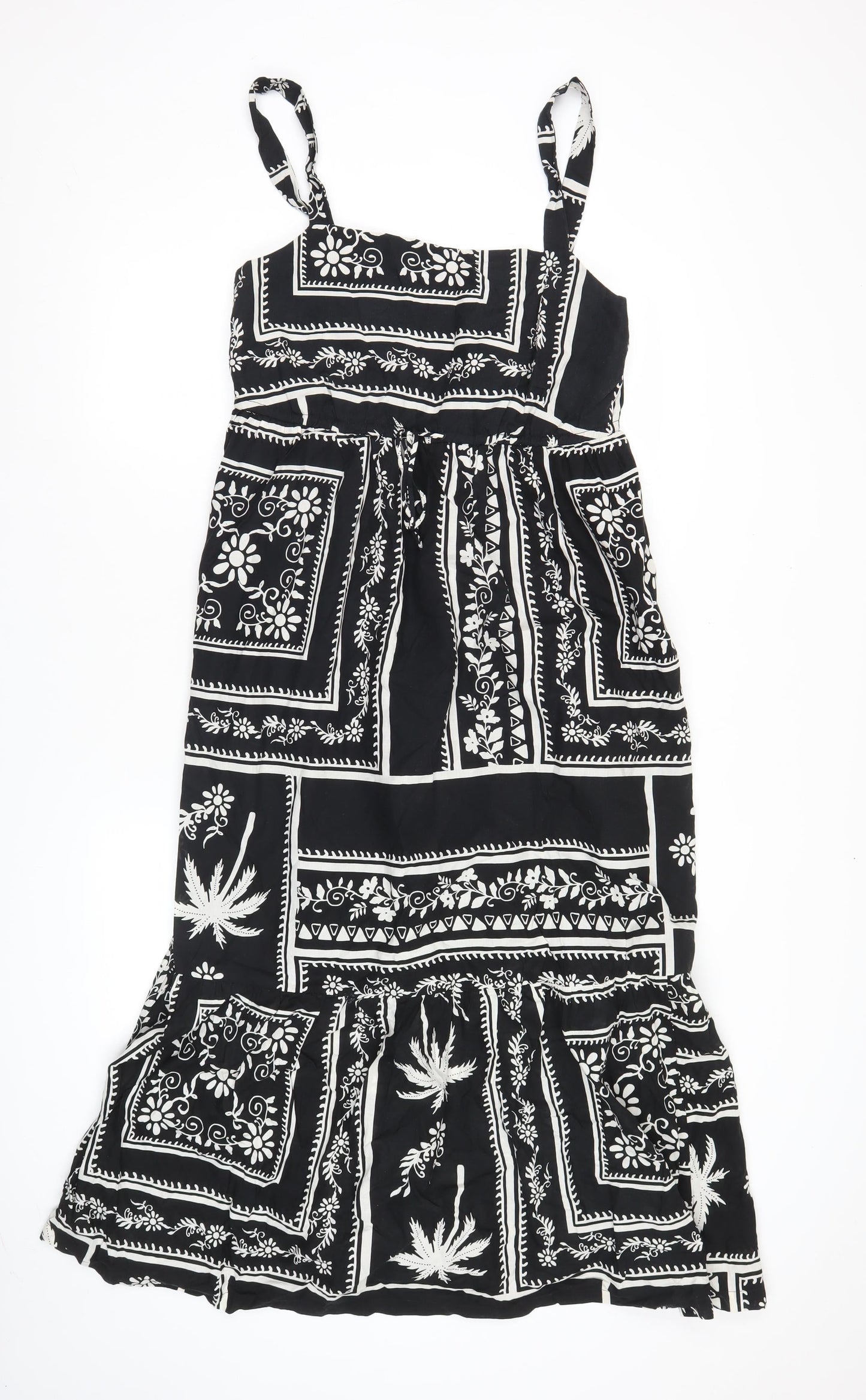 Papaya Women’s Black Floral Tropical Midi Sundress Size 12