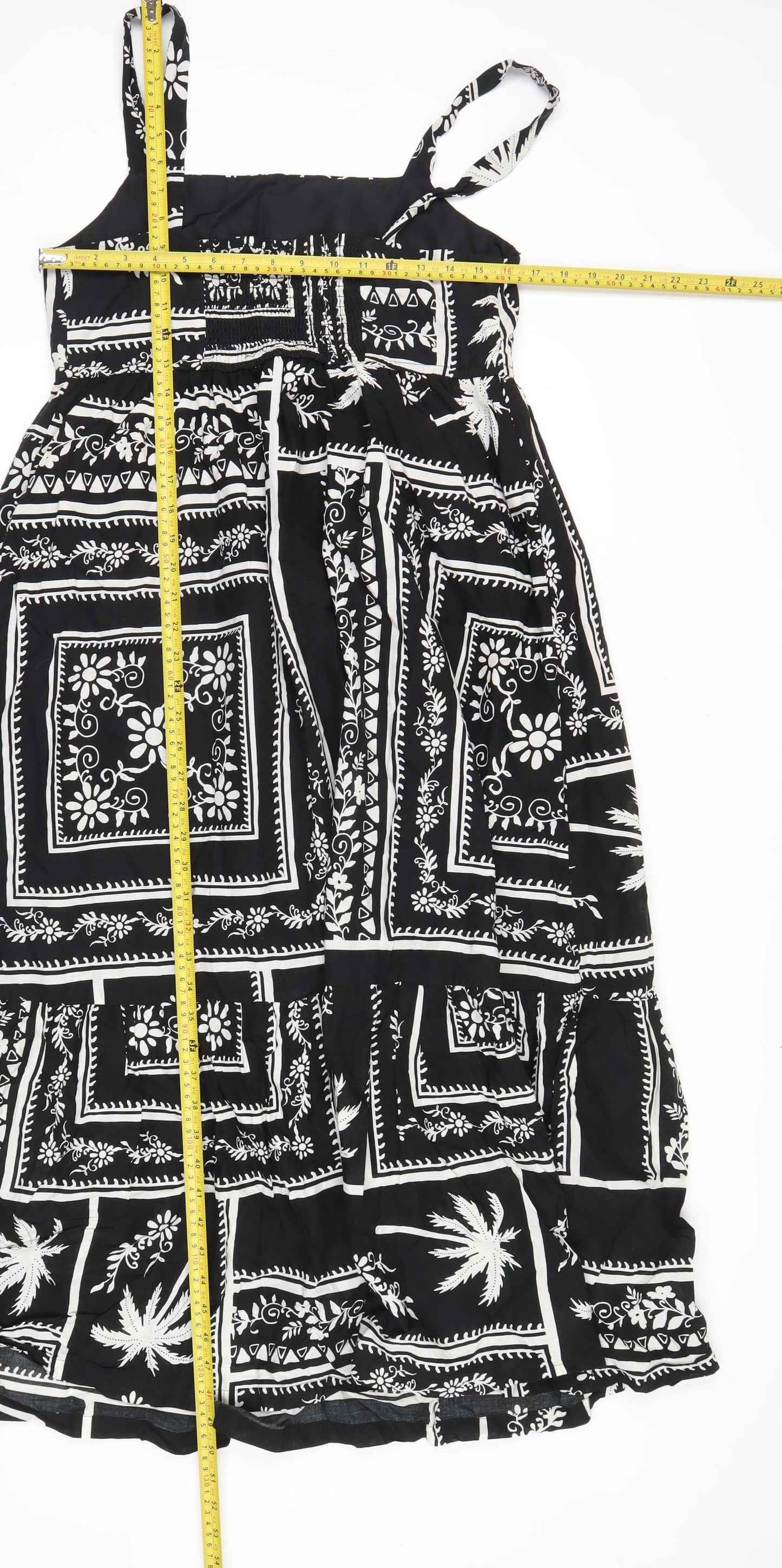 Papaya Women’s Black Floral Tropical Midi Sundress Size 12