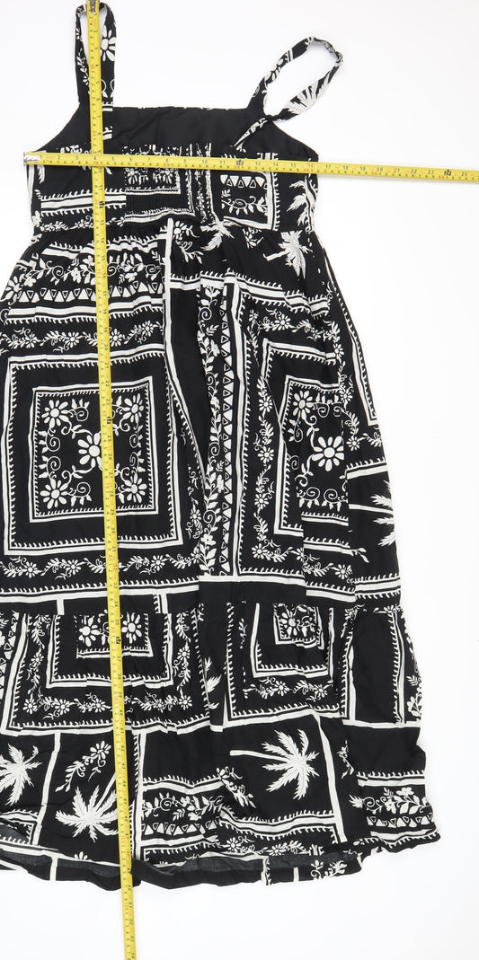 Papaya Women’s Black Floral Tropical Midi Sundress Size 12