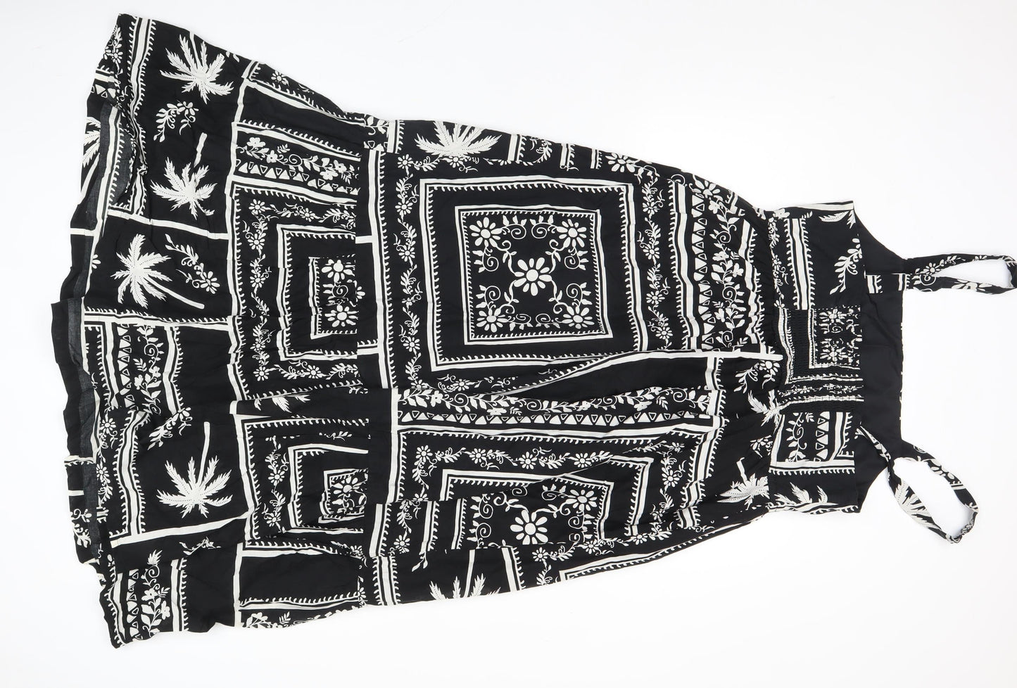 Papaya Women’s Black Floral Tropical Midi Sundress Size 12