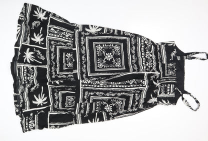 Papaya Women’s Black Floral Tropical Midi Sundress Size 12