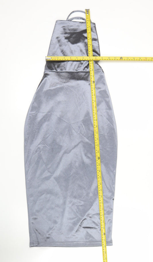 Forever 21 Women’s Grey Bodycon Midi Party Dress Size S Halter