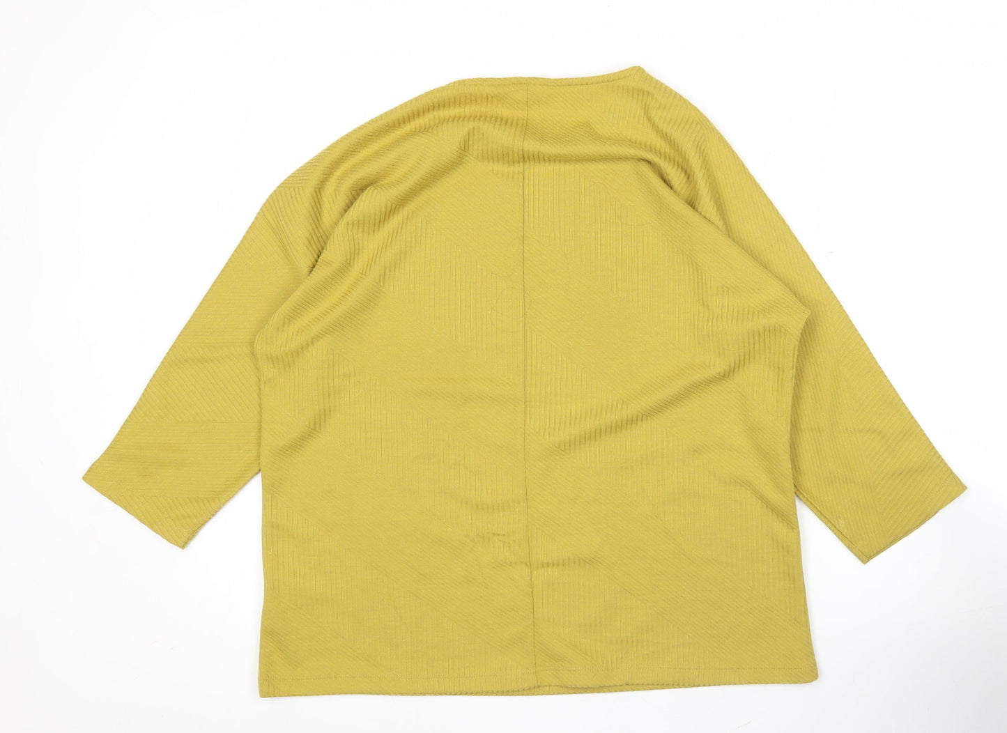 VizaViz Women Yellow Studded 3/4 Sleeve Boat Neck Top Size 14