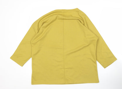 VizaViz Women Yellow Studded 3/4 Sleeve Boat Neck Top Size 14
