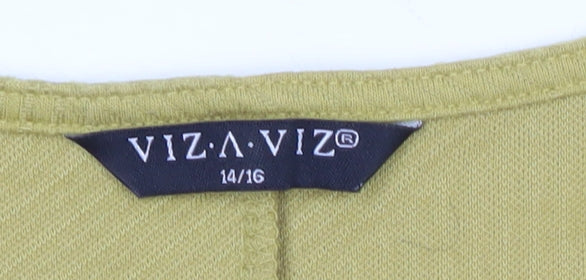 VizaViz Women Yellow Studded 3/4 Sleeve Boat Neck Top Size 14