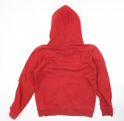 Animal Boys Red Pullover Hoodie 11-12 Years Cotton Blend Logo