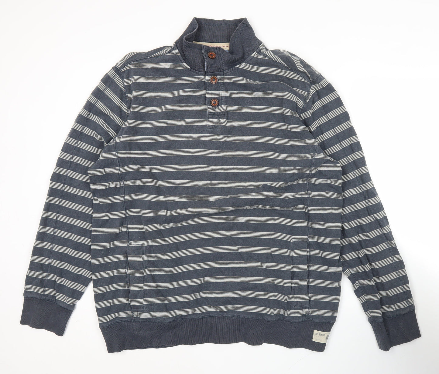 Mens UK Size XL Marks and Spencer Blue Henley Sweatshirt