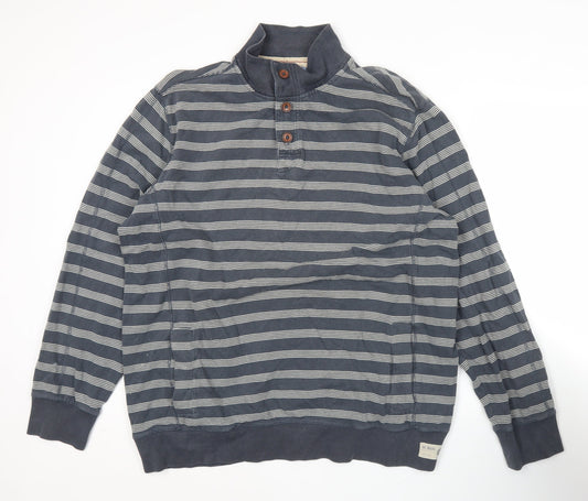 Mens UK Size XL Marks and Spencer Blue Henley Sweatshirt