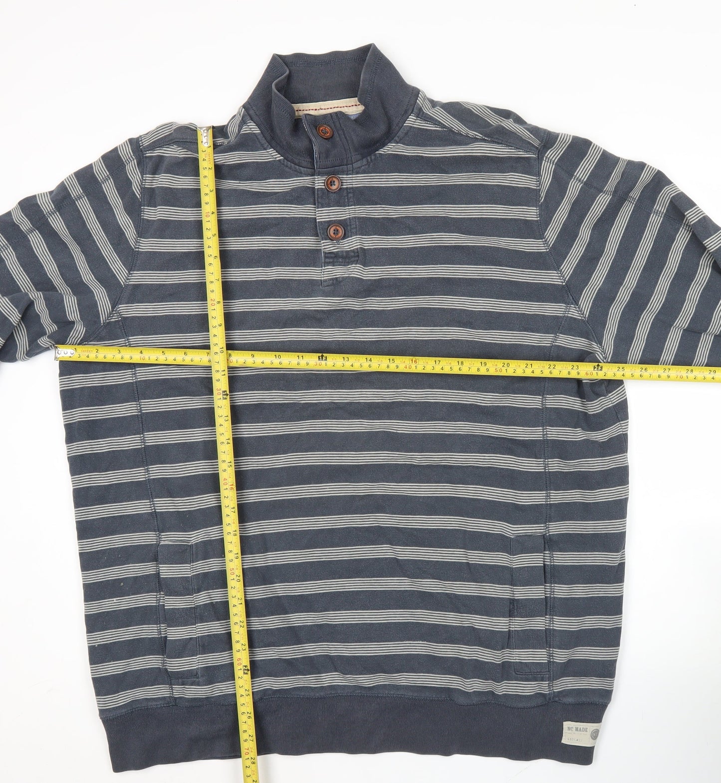 Mens UK Size XL Marks and Spencer Blue Henley Sweatshirt
