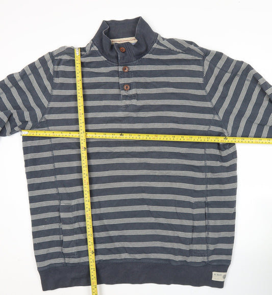 Mens UK Size XL Marks and Spencer Blue Henley Sweatshirt