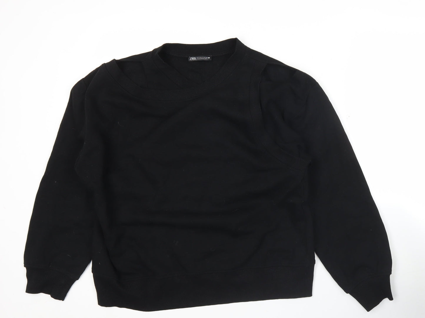 Zara Women Black Small Pullover Sweatshirt Long Sleeve Casual