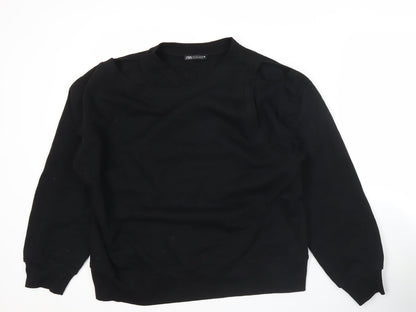 Zara Women Black Small Pullover Sweatshirt Long Sleeve Casual