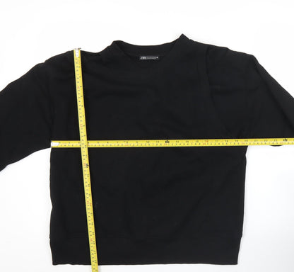 Zara Women Black Small Pullover Sweatshirt Long Sleeve Casual