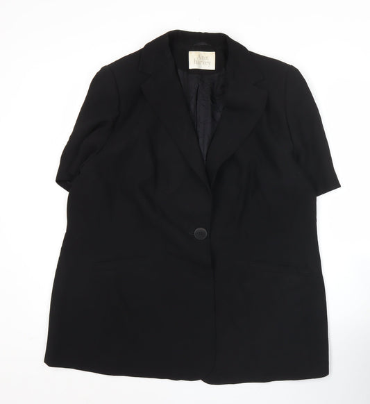 Ann Harvey Women’s Black Short Sleeve Blazer UK 16 Workwear Jacket