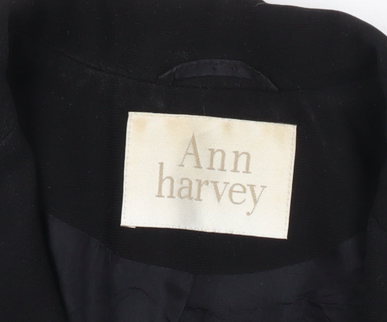 Ann Harvey Women’s Black Short Sleeve Blazer UK 16 Workwear Jacket