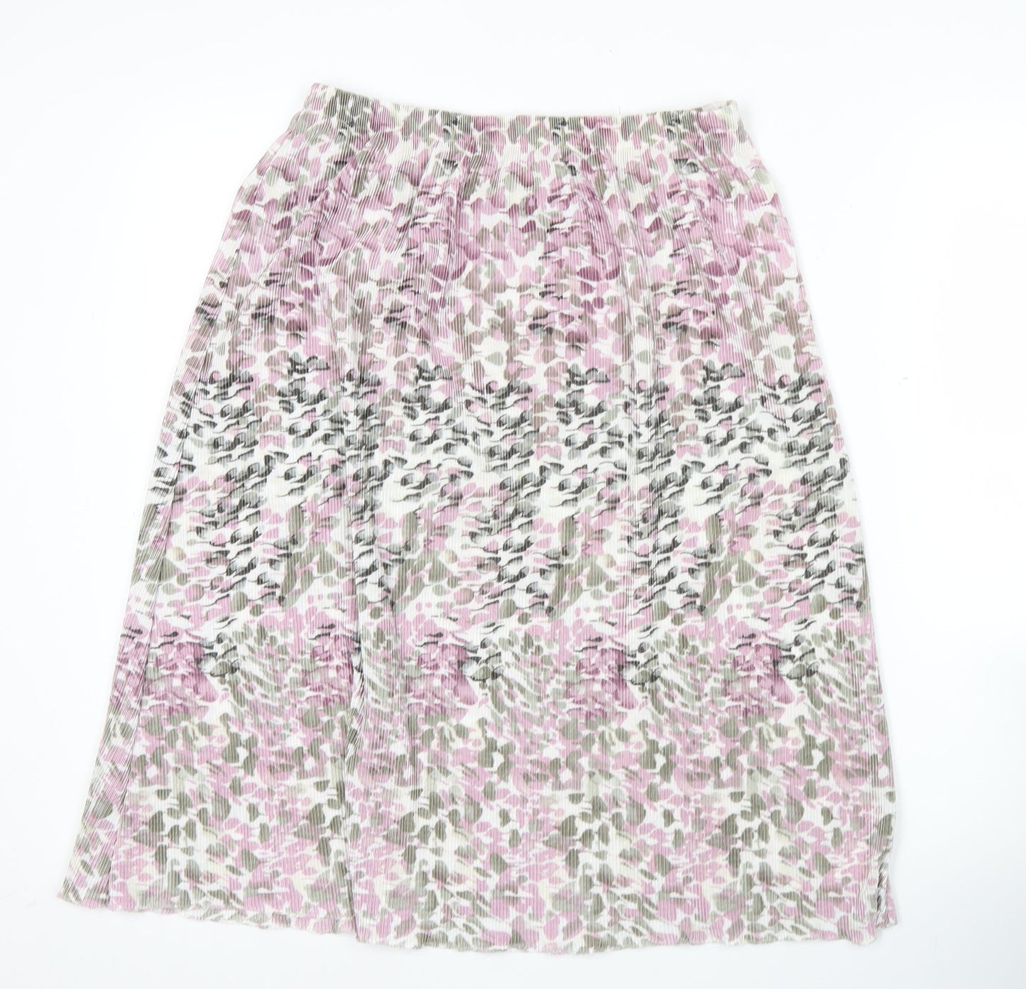 Damart Womens Midi Pleated Skirt Pink Floral Size 10 Polyester