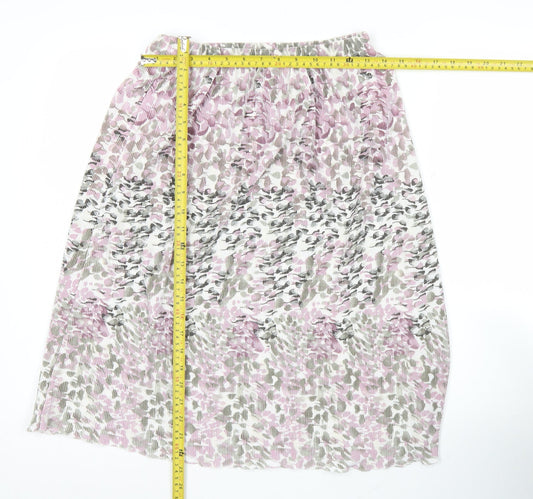 Damart Womens Midi Pleated Skirt Pink Floral Size 10 Polyester