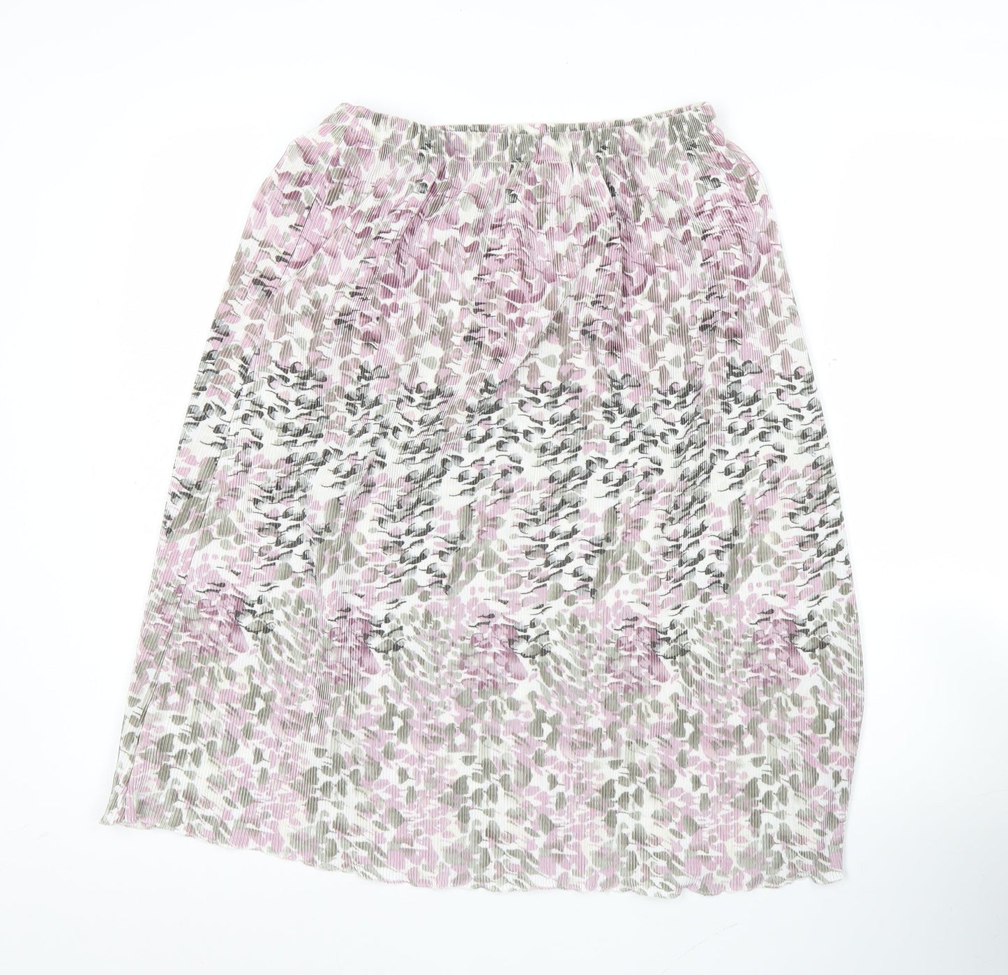 Damart Womens Midi Pleated Skirt Pink Floral Size 10 Polyester