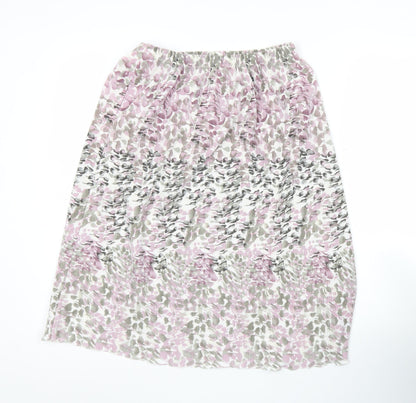 Damart Womens Midi Pleated Skirt Pink Floral Size 10 Polyester
