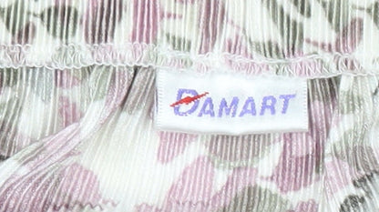 Damart Womens Midi Pleated Skirt Pink Floral Size 10 Polyester