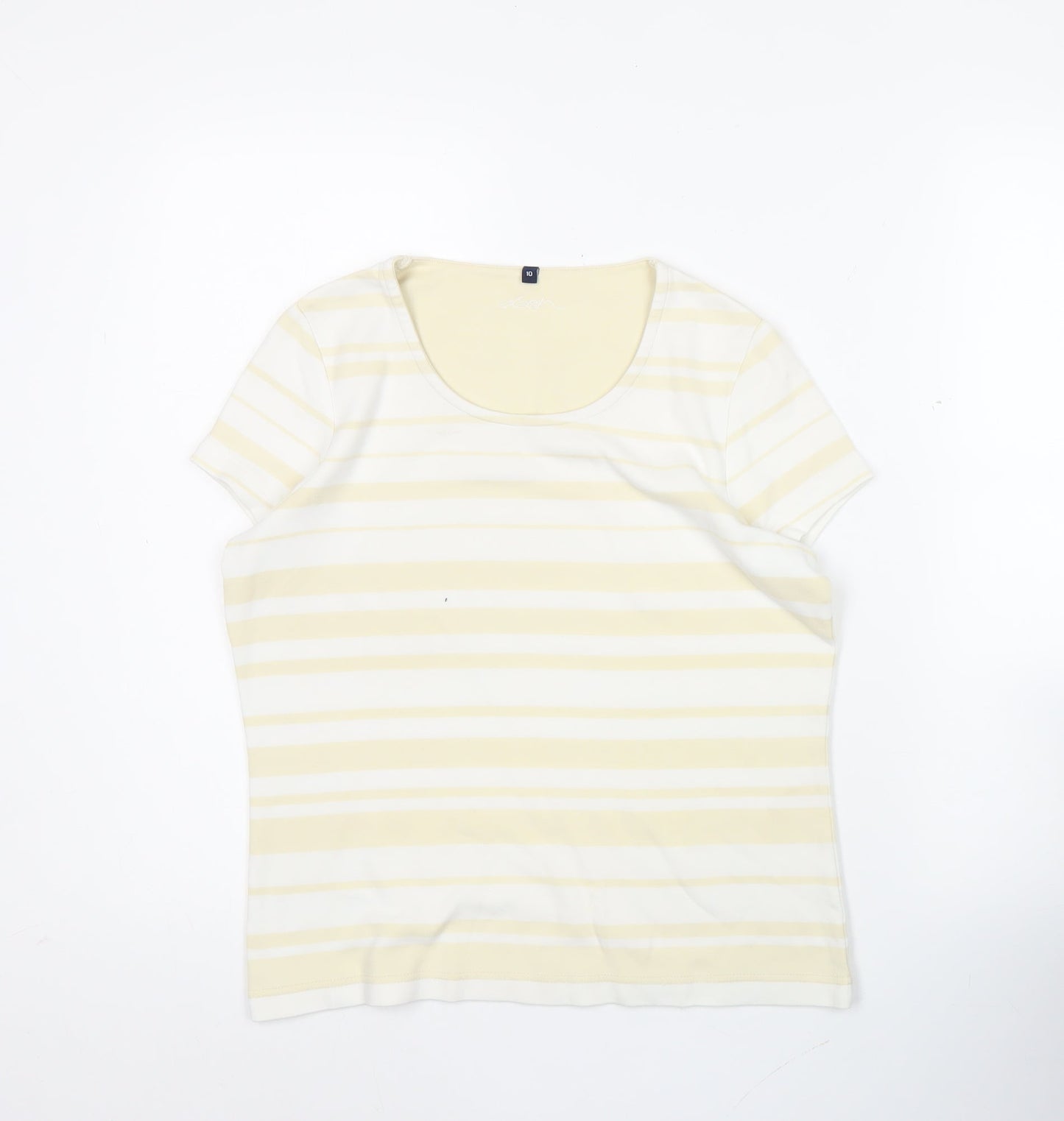 Womens UK Size 10 DASH Yellow Basic T-Shirt