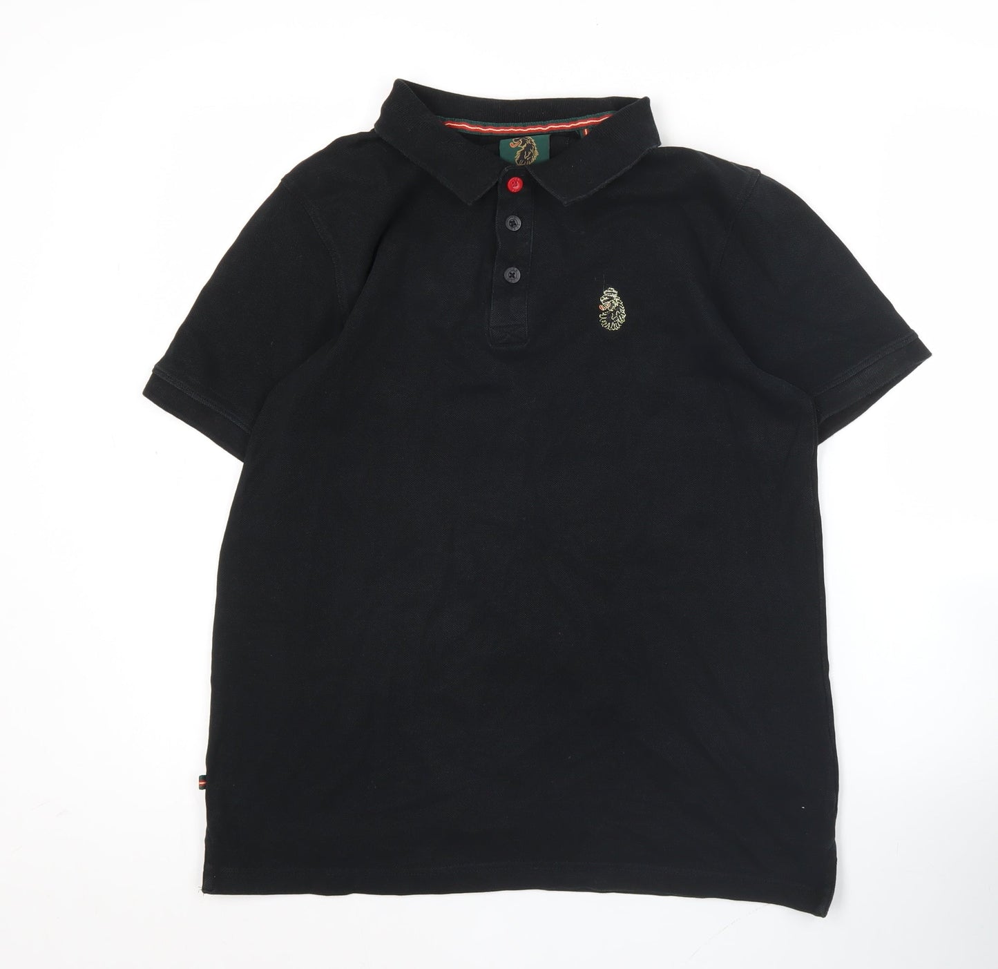 Luke Sport Men's Black Polo Shirt Medium Cotton Casual Logo