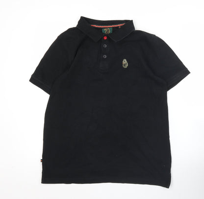Luke Sport Men's Black Polo Shirt Medium Cotton Casual Logo