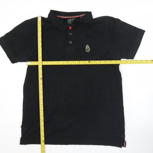 Luke Sport Men's Black Polo Shirt Medium Cotton Casual Logo