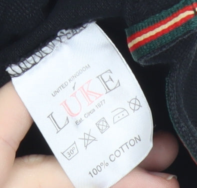 Luke Sport Men's Black Polo Shirt Medium Cotton Casual Logo