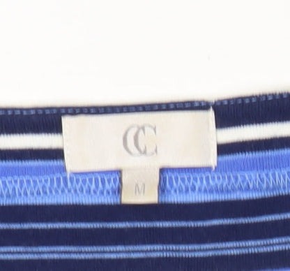 CC Women’s Blue Striped Cotton T-Shirt Size M Scoop Neck