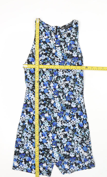 Zara Women’s Multicoloured Floral Playsuit Size 8 Sleeveless