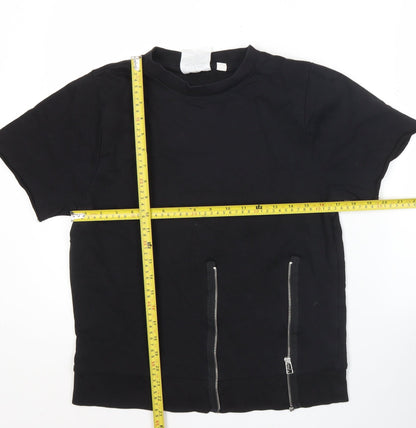 Cheap Monday Womens Black Small Zip Detail T-Shirt Short Sleeve