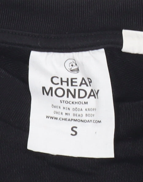 Cheap Monday Womens Black Small Zip Detail T-Shirt Short Sleeve
