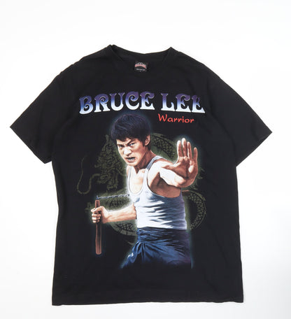 Rock@Tees Men’s Black Bruce Lee Graphic Retro T-Shirt L