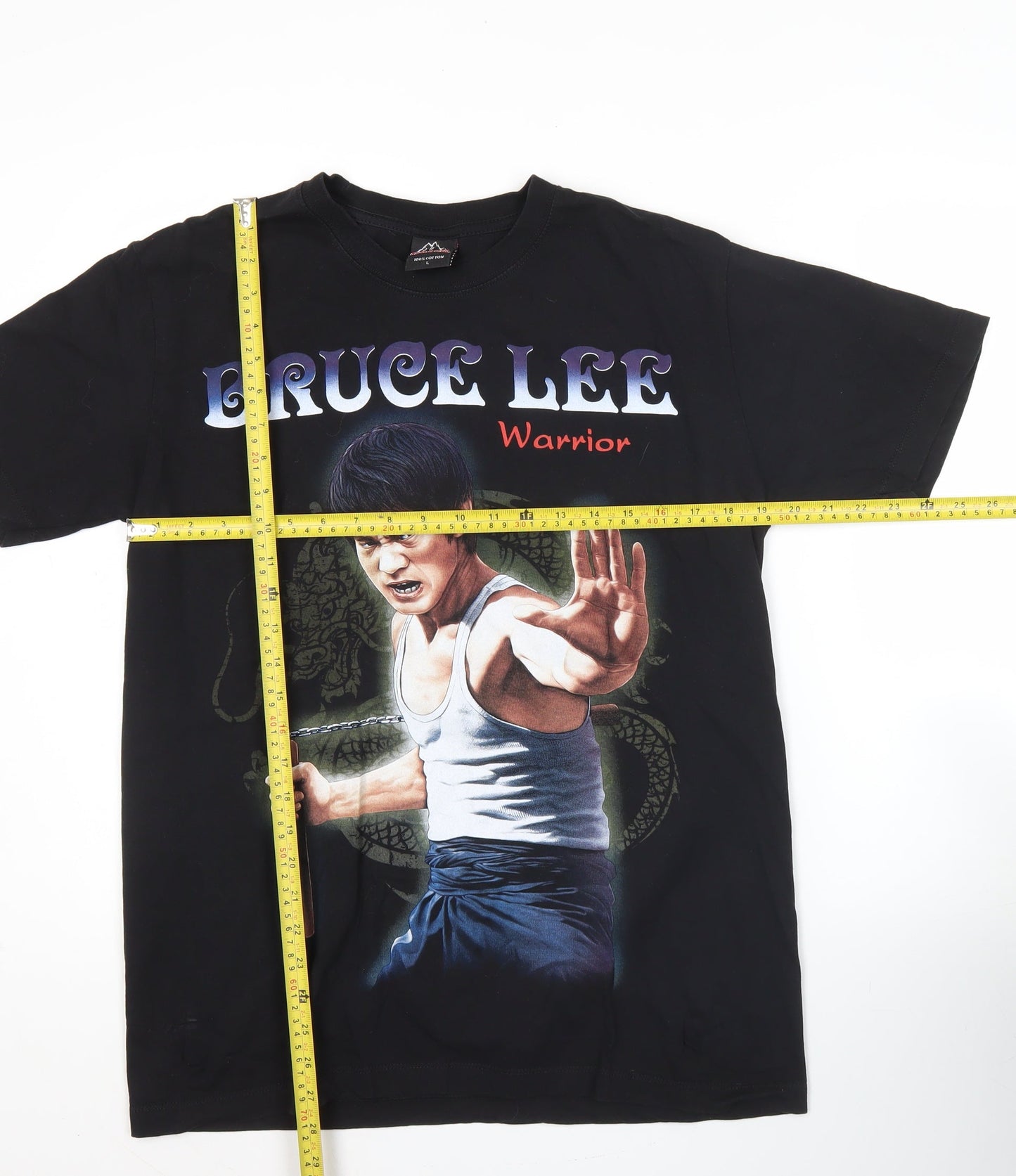 Rock@Tees Men’s Black Bruce Lee Graphic Retro T-Shirt L